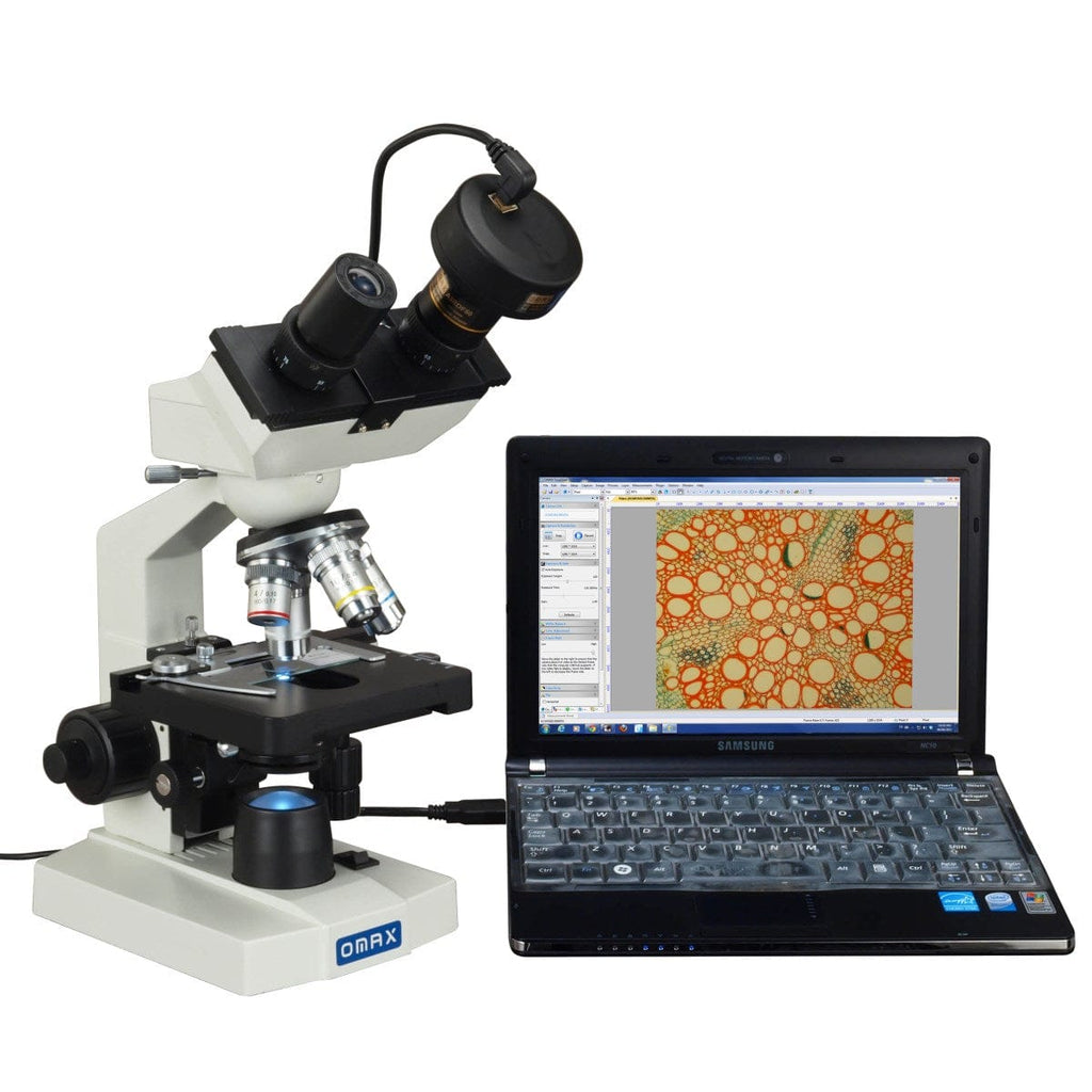 OMAX 2500X LED Binocular Compound Microscope+Blank Slides+Covers+Lens –  AmScope EU