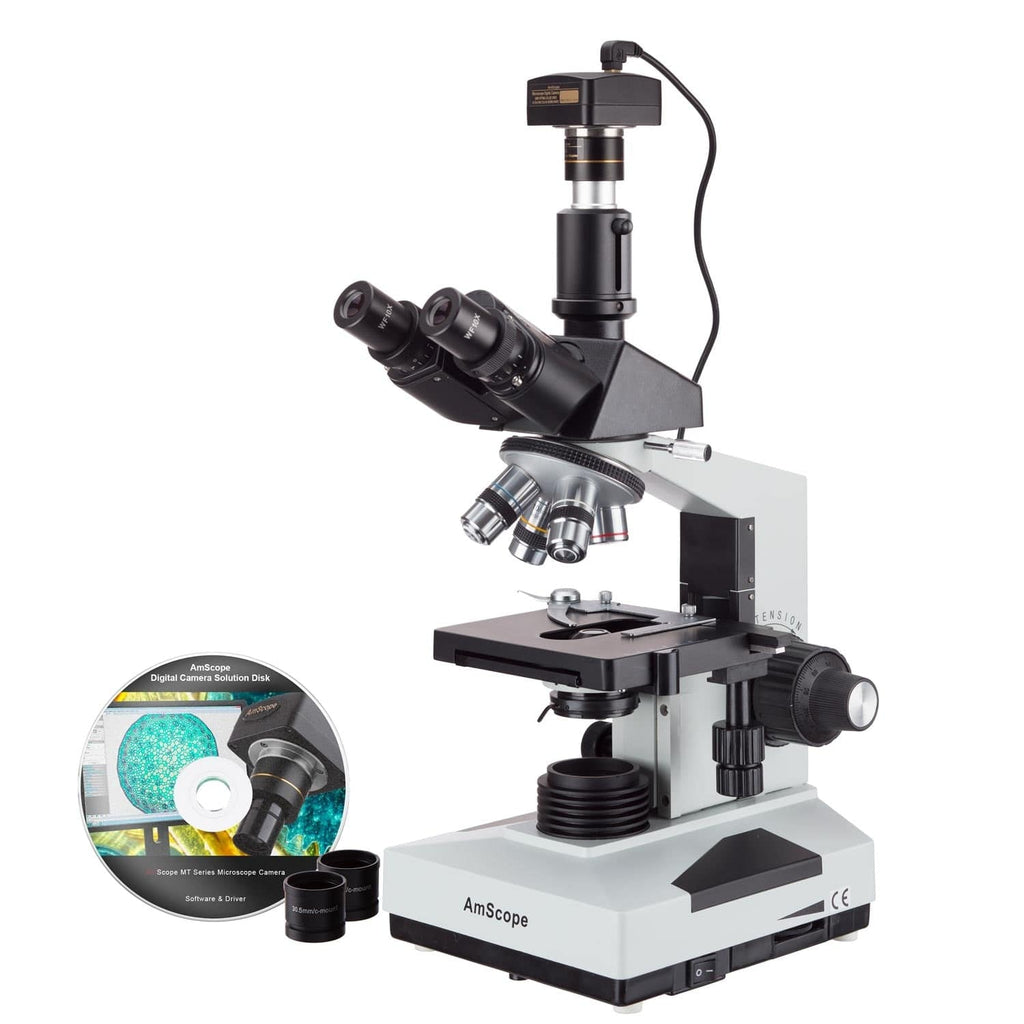 AmScope T490 Series Simul-Focal Biological Trinocular Compound Microsc ...