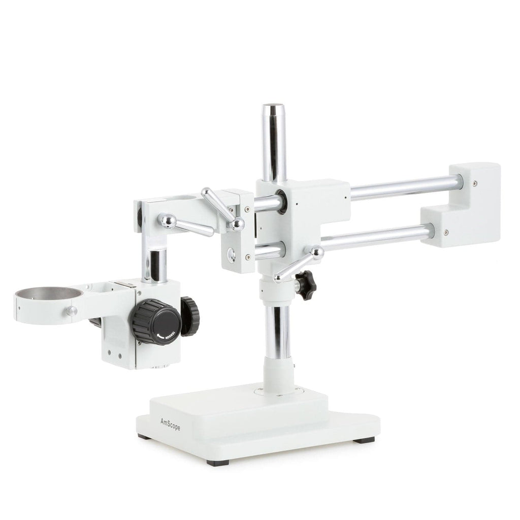 AmScope SM-3NTPZ Trinocular Stereo Zoom Microscope – 3.5X–90X, Simul-Focal, Boom Stand, 0.5X & 2X Barlows
