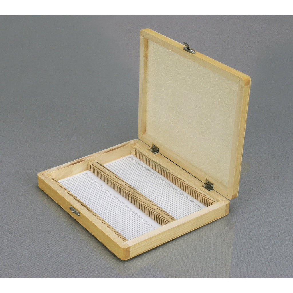 AmScope PS100-WB Microscope Slide Wooden Box (100 Slide Capacity ...