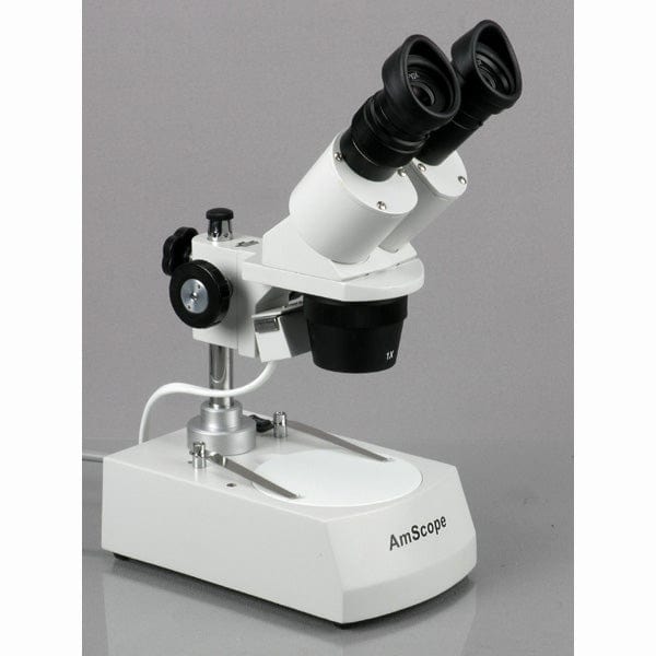 10X-60X Compact Multi-Lens Stereo Microscope with Angled Head, Metal Pillar  Stand, Top & Bottom LED Lighting, 1.3MP Digital Eyepiece Camera