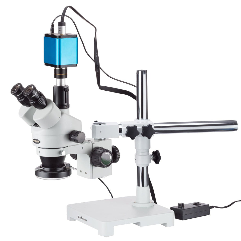 3.5X-90X Simul-Focal Trinocular Zoom Stereo Microscope with LED Ring Light  and 1080p Camera