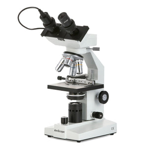AmScope B100 Series Biological Binocular Compound Microscope 40X-2000X Magnification with LED, Mech. Stage and 5MP Digital Eyepiece