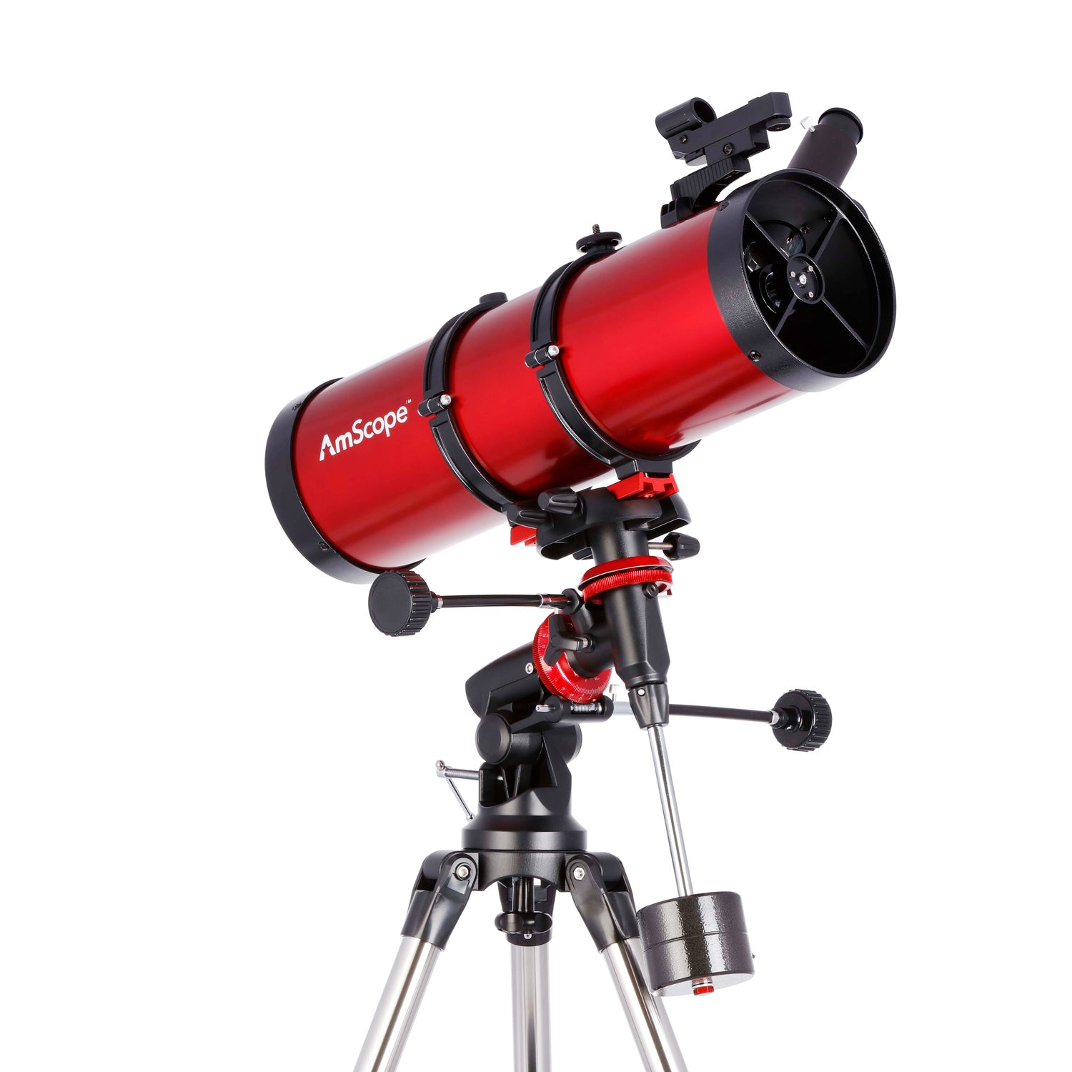 AmScope Reflector EQ Telescope with Equatorial Mount, 130mm Aperture, 650mm Focal Length, Stainless Steel Tripod and Red Dot Finder