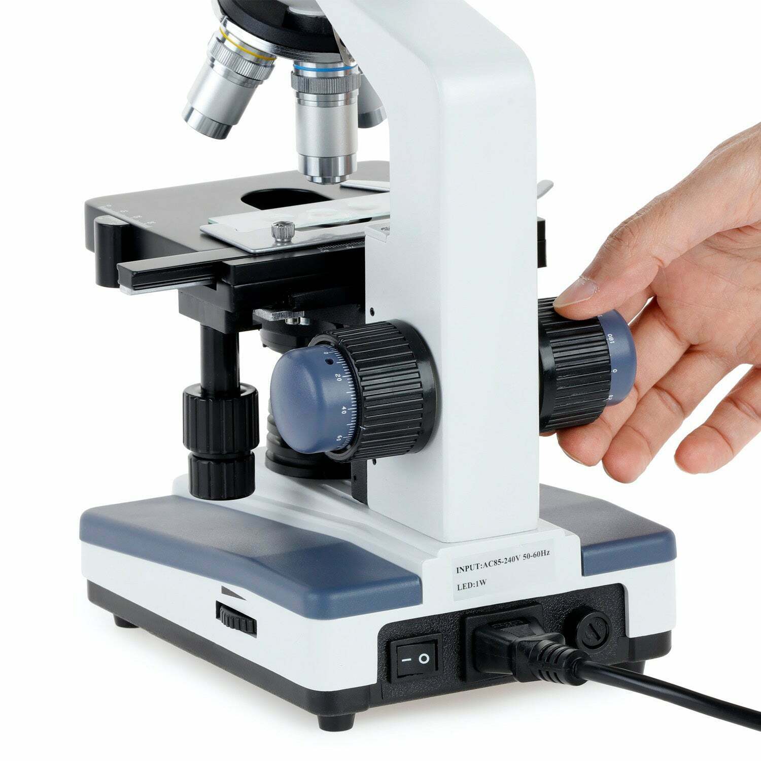 AmScope T120 Series Trinocular Compound Microscope 40X-2500X Magnification with LED, Siedentopf Head and 1MP Digital Eyepiece