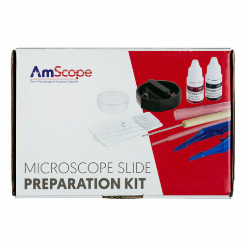 AmScope Microscope Slide Preparation Kit Including Slides, Stains ...