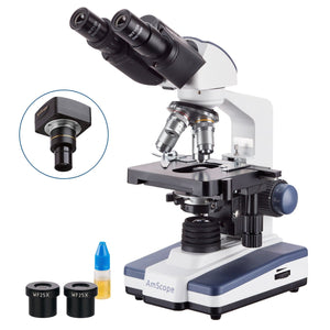 40X-2500X LED Lab Binocular Compound Microscope w/ 14MP Digital Camera and 3D Stage