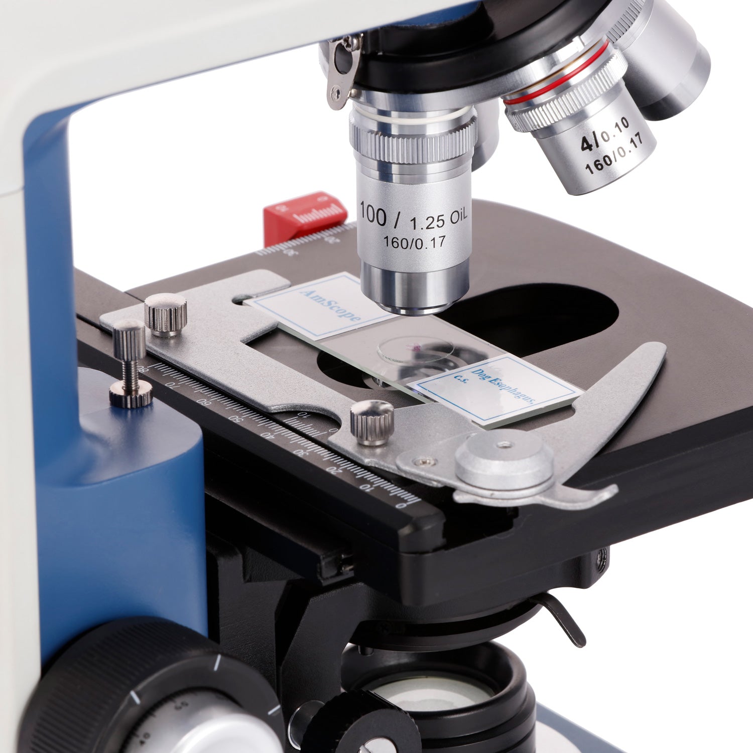 AmScope B120C-R Series USB-C Rechargeable Student Binocular Compound Microscope 40X-2500X Magnification with 3D Two-Layer Mechanical Stage, Achromatic Objectives, & LED illuminator
