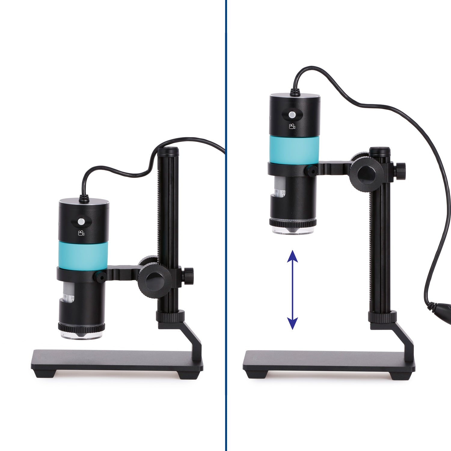AmScope HHD Series 8.3 MP Professional Polarizing Handheld Digital USB Microscopes with 10X-280X Magnification, LED Ring Illuminator, and Table Stand