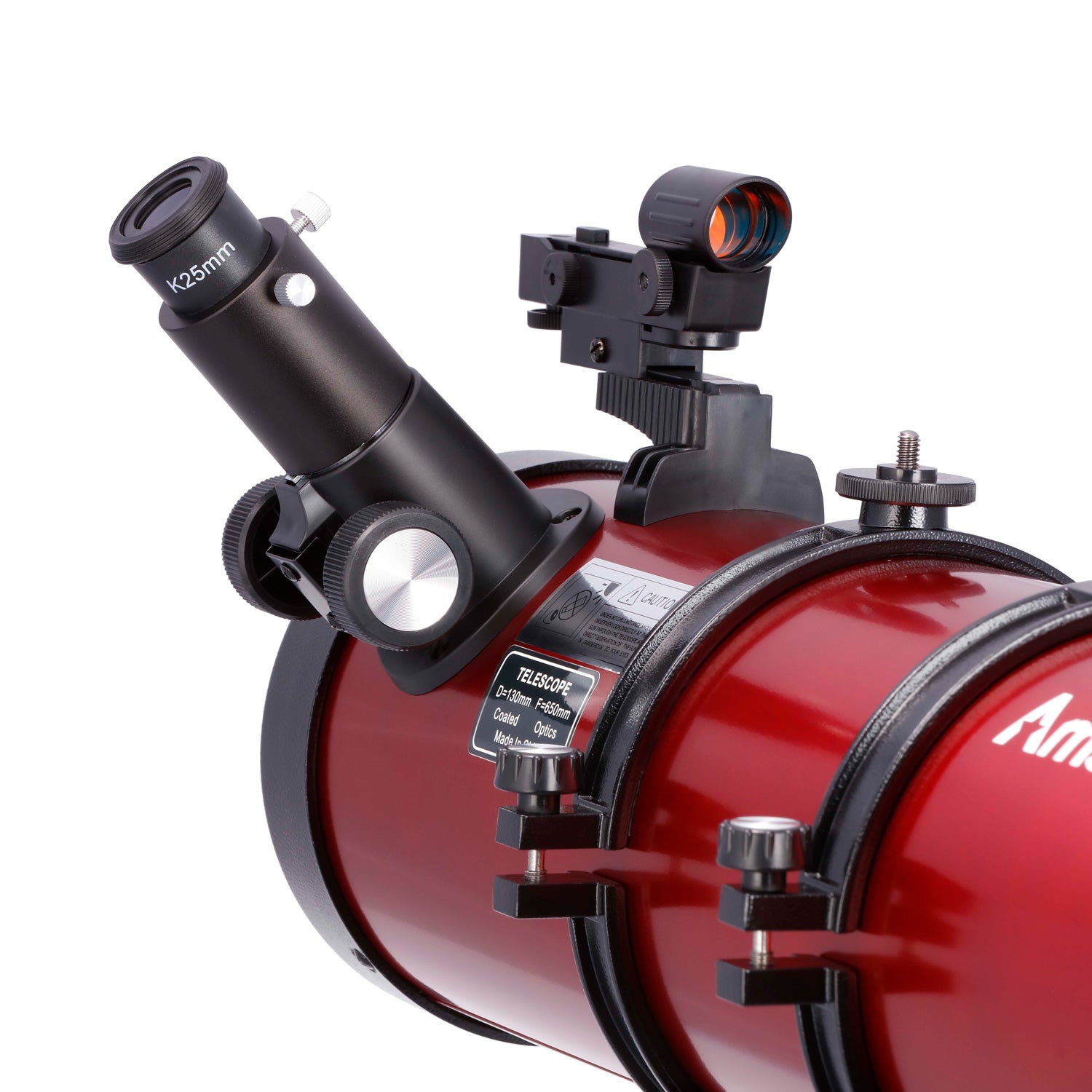 AmScope Reflector EQ Telescope with Equatorial Mount, 130mm Aperture, 650mm Focal Length, Stainless Steel Tripod and Red Dot Finder