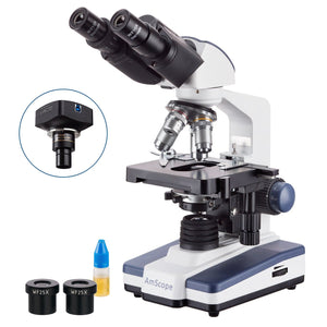 40X-2500X LED Lab Binocular Compound Microscope w/ 14MP USB3 Digital Camera and 3D Stage