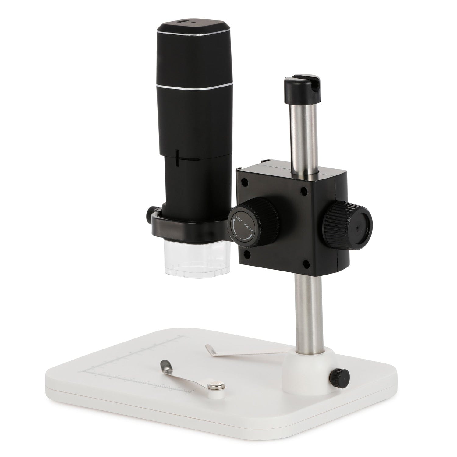 AmScope HHD Series Wi-Fi & USB Handheld Microscope on Table Stand with LED Illumination