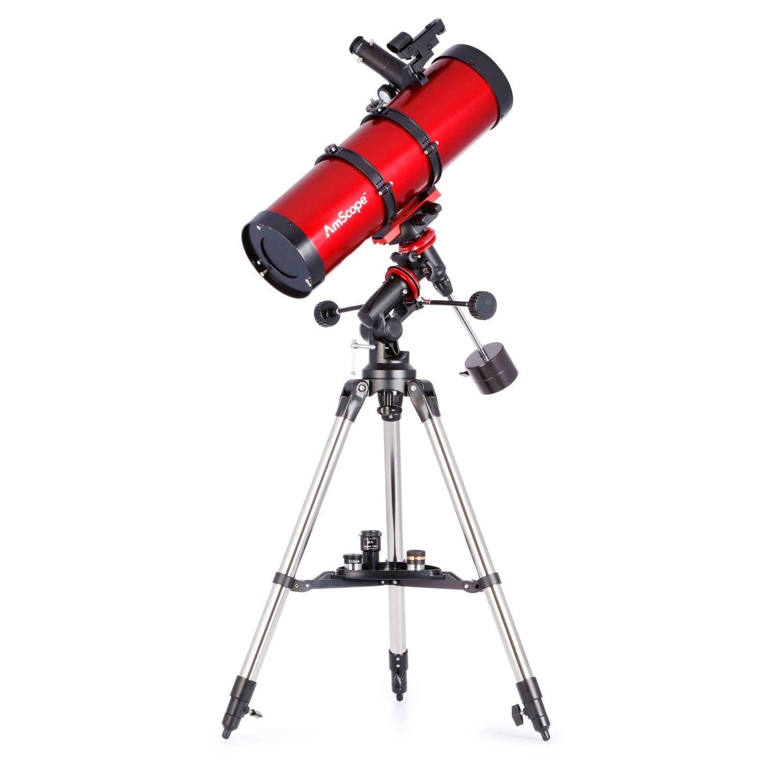 AmScope Reflector EQ Telescope with Equatorial Mount, 130mm Aperture, 650mm Focal Length, Stainless Steel Tripod and Red Dot Finder