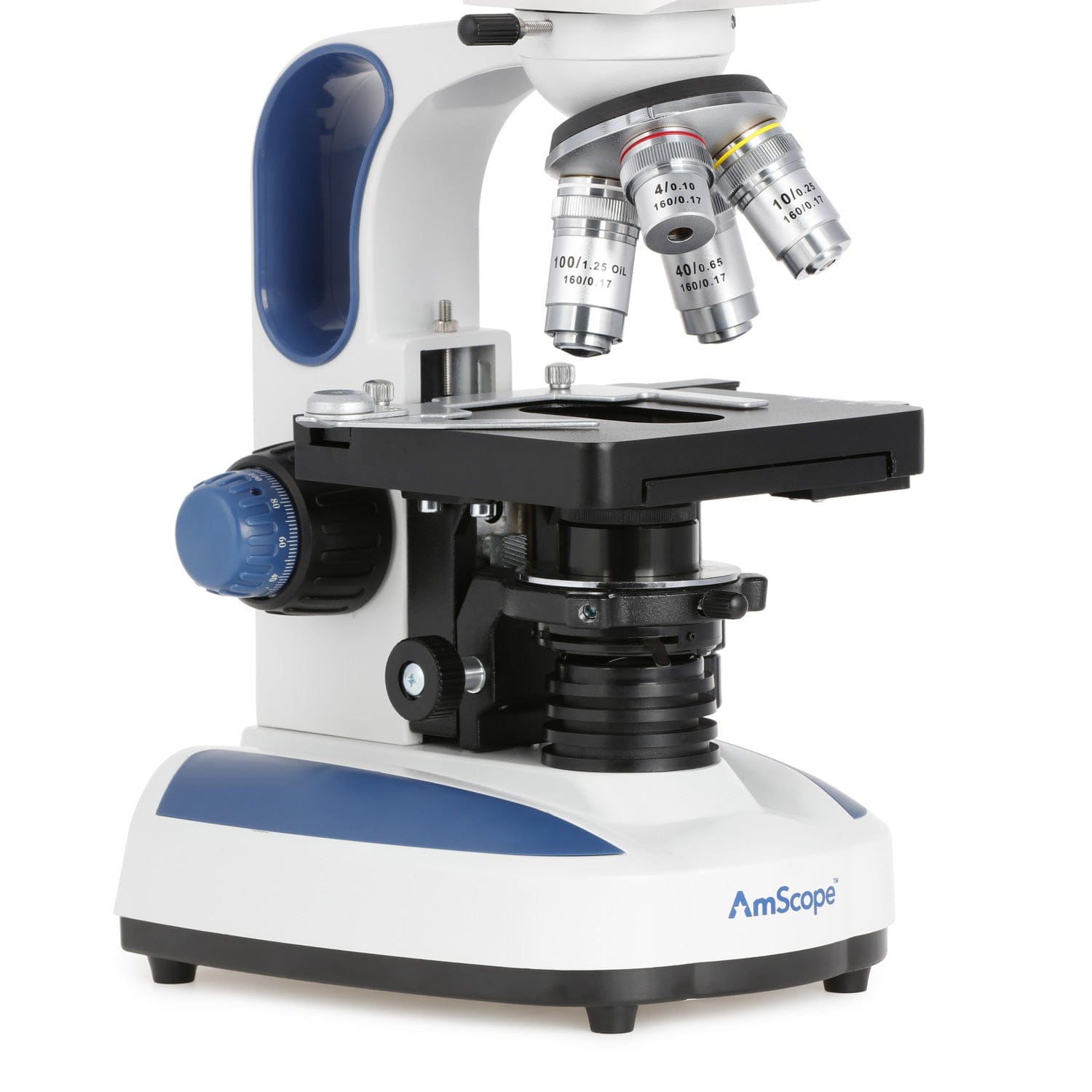 AmScope B270 Series Advanced Student & Professional Binocular Compound Microscope w/ Ergonomic Design, Microbe Resistant Coating