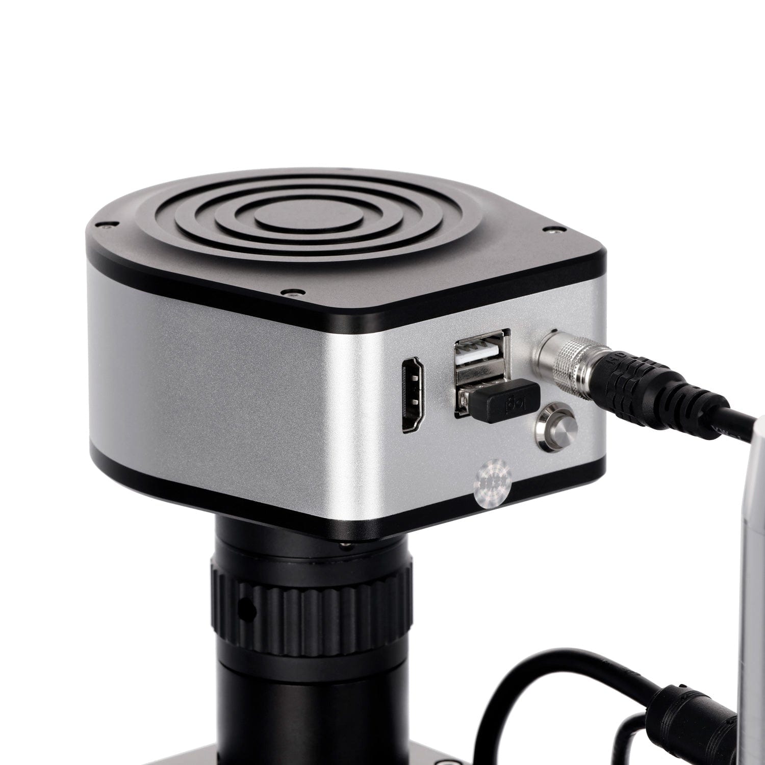 AmScope DM650 Series Digital Video Inspection Digital Microscope HD 0.6X-5X Magnification on Table Stand with Smart Motorized Auto-Zoom + 11.6" HD Monitor