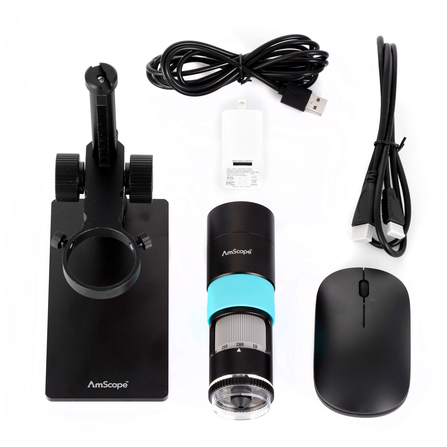 AmScope HHD Series All-In-One 2.1MP Professional Polarizing HDMI Handheld Digital Microscope with 10X-280X, LED Ring Illuminator, and Table Stand