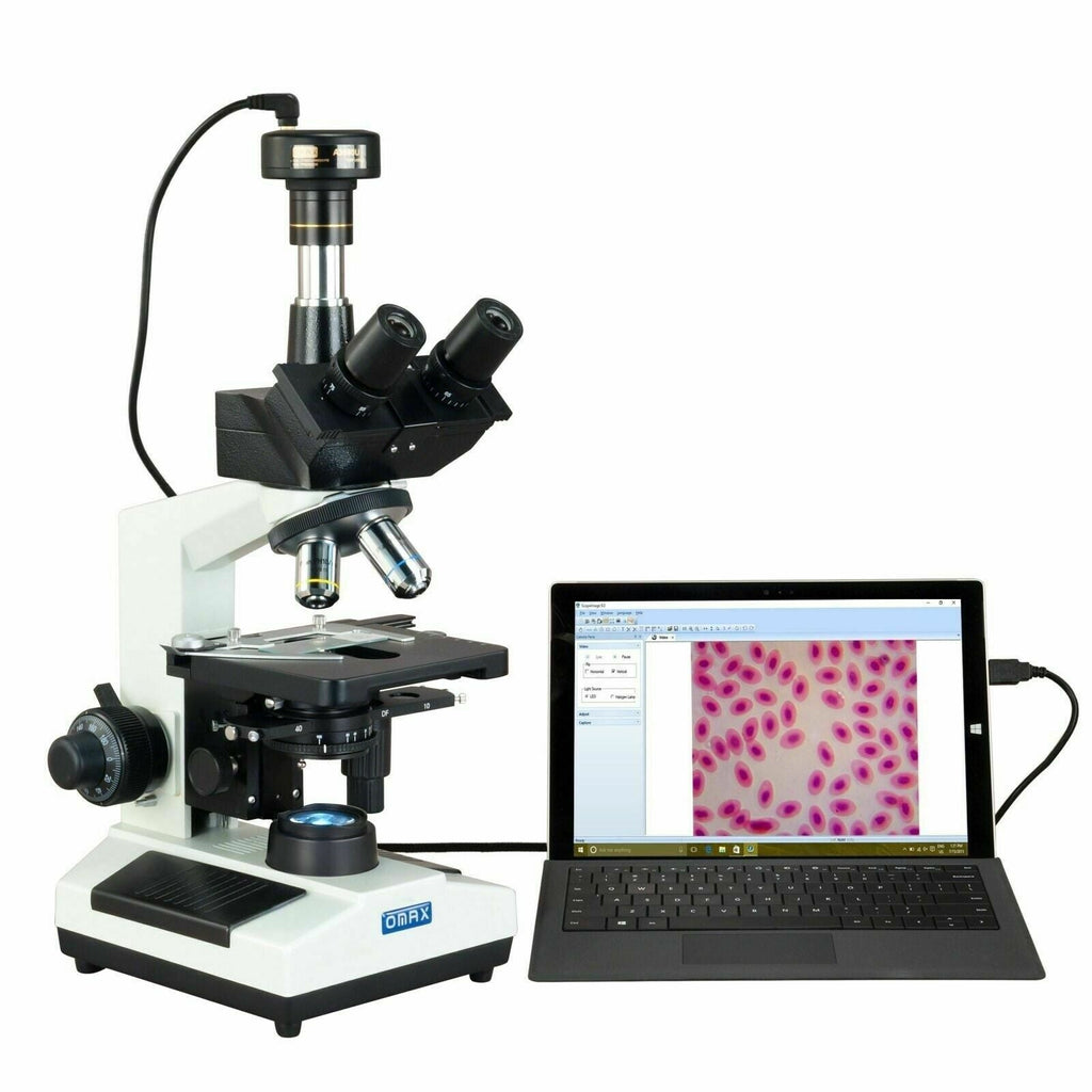 Oscope Same Microscope OMAX M837L Series Phase Contrast LED Trinocular Compound Microscope 40 ...