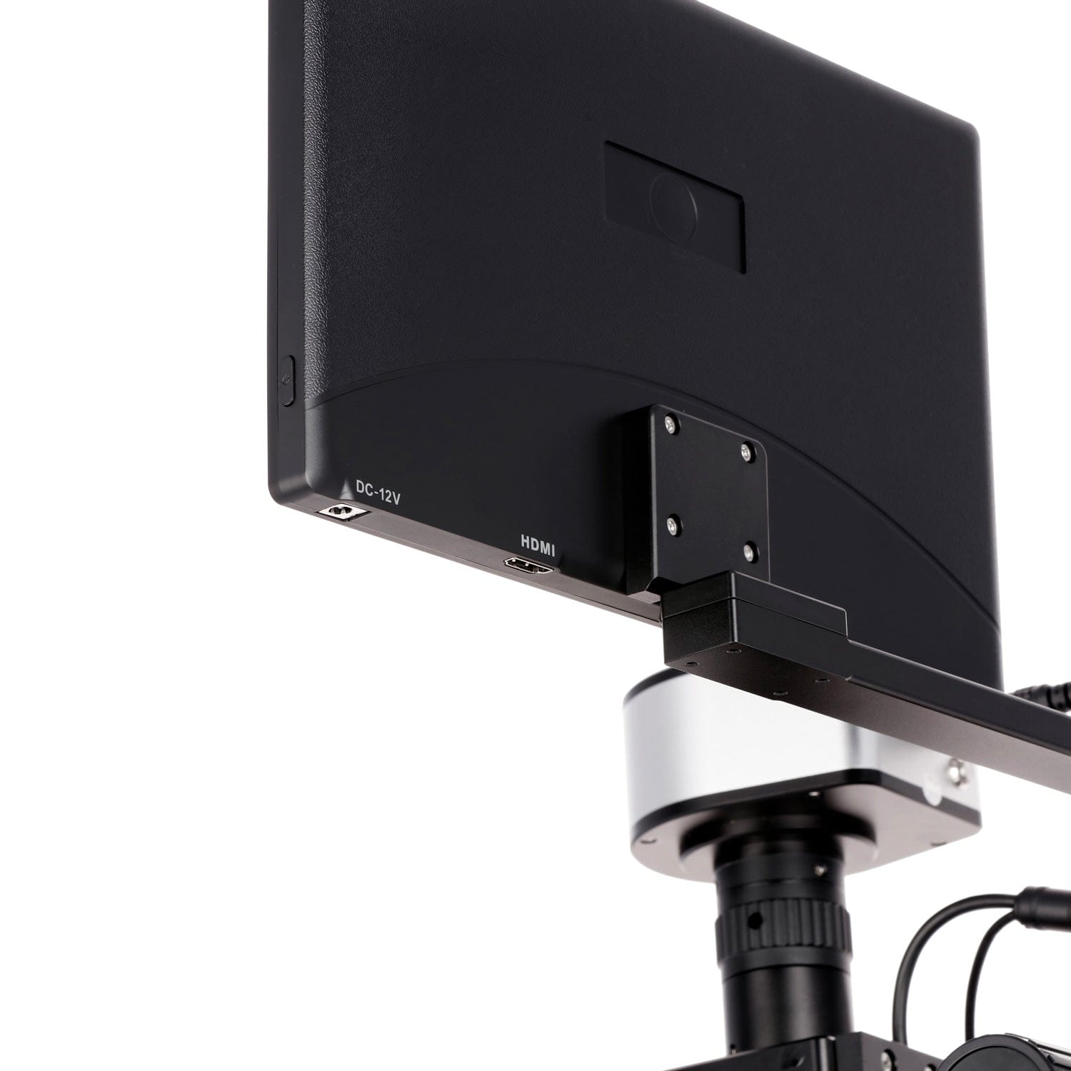 AmScope DM650 Series Digital Video Inspection Digital Microscope HD 0.6X-5X Magnification on Table Stand with Smart Motorized Auto-Zoom + 11.6" HD Monitor