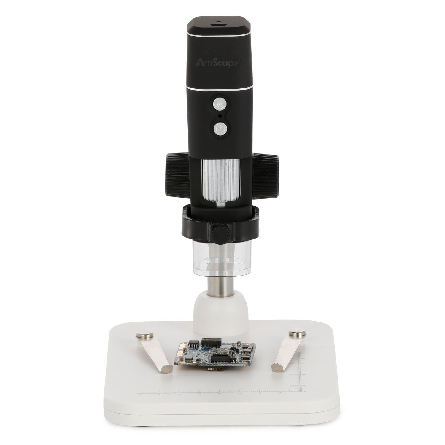 AmScope HHD Series Wi-Fi & USB Handheld Microscope on Table Stand with LED Illumination