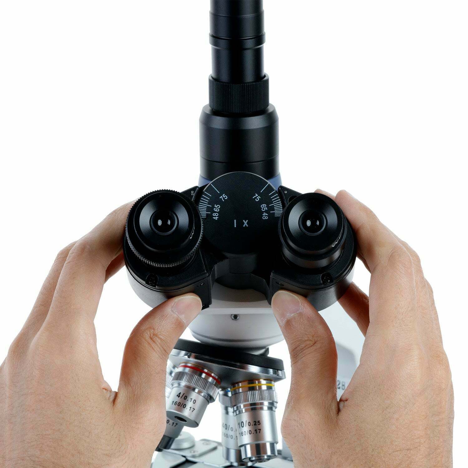 AmScope T120 Series Trinocular Compound Microscope 40X-2500X Magnification with LED, Siedentopf Head and 1MP Digital Eyepiece
