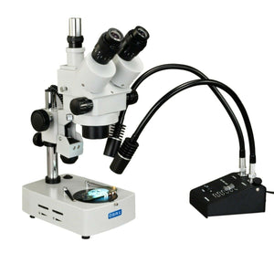 OMAX 3.5X-90X Trinocular Zoom Stereo Microscope + Dual LED Goose-neck Light