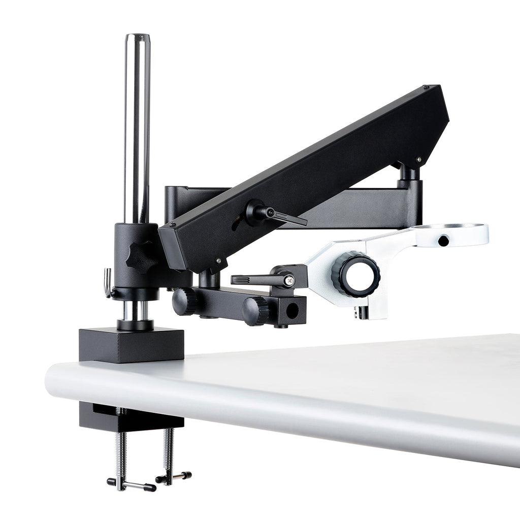 AmScope TS100-FR Large Pillar Table Stand With Focusing Rack – Cast Steel, For Microscopes
