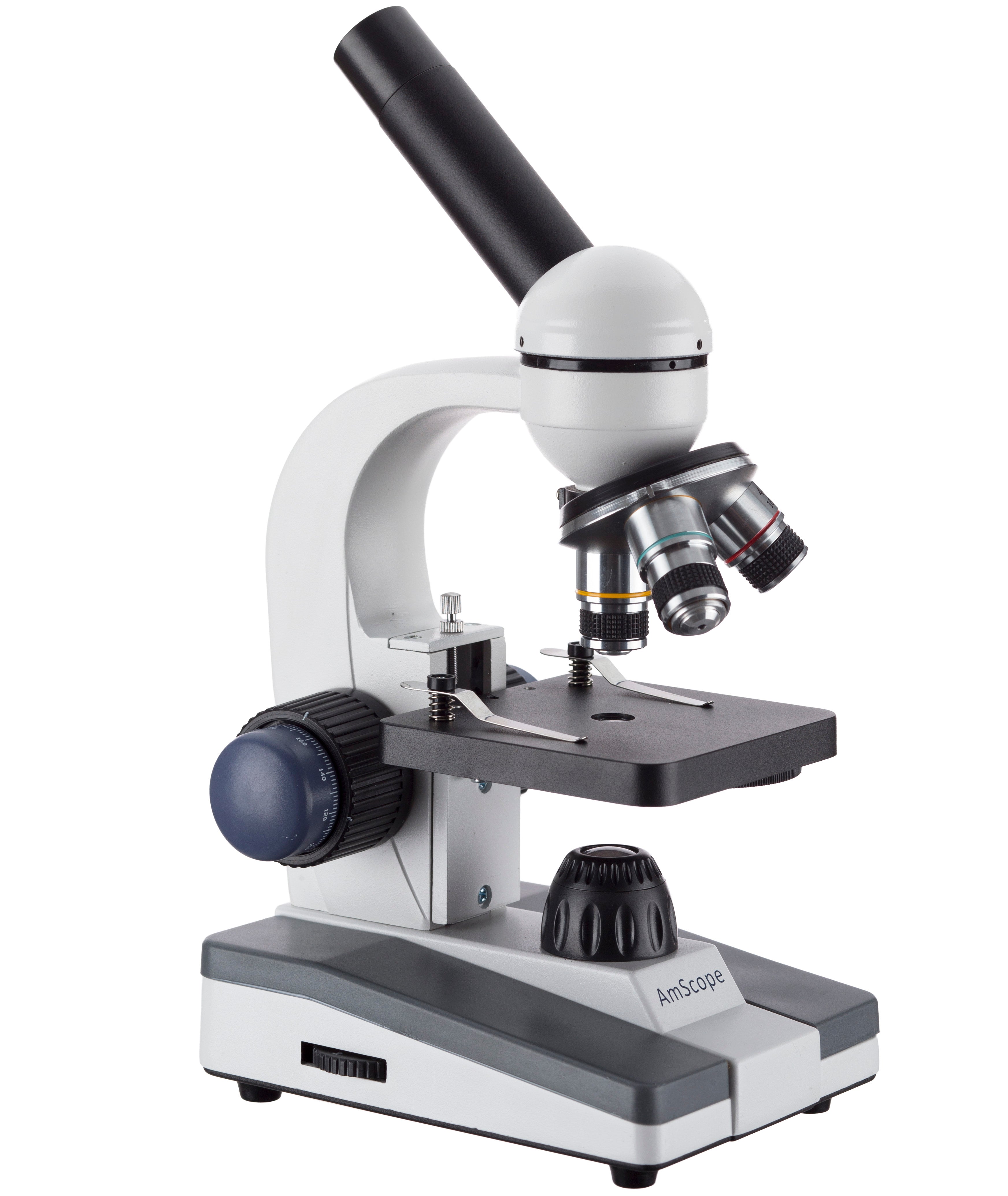 AmScope M150 Series Portable Student Monocular Compound Microscope 40X-1000X Magnification with LED and 25 Prepared Slides