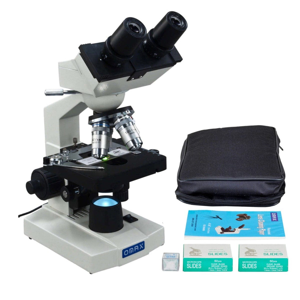 OMAX 40X-2000X Binocular Compound LED Microscope+Case+Slides+Covers+Le ...