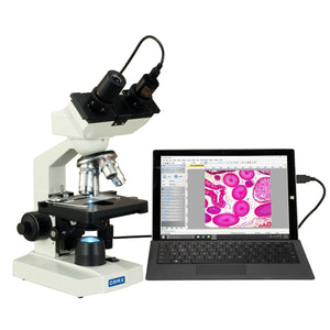 40X-2500X LED Binocular Lab Compound Microscope with 5MP Camera and Mechanical Stage
