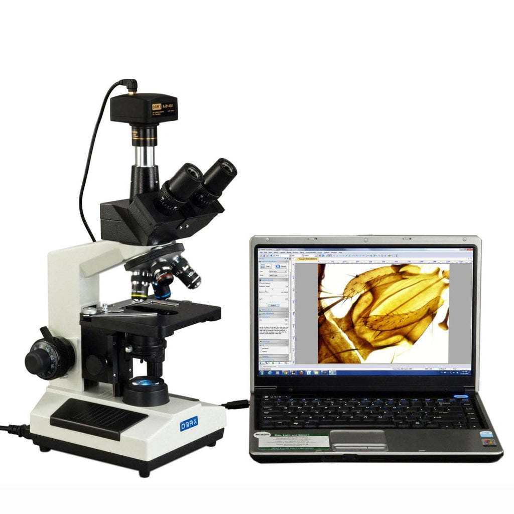 OMAX 40X-2500X Trinocular Lab Compound LED Microscope+14MP Camera ...