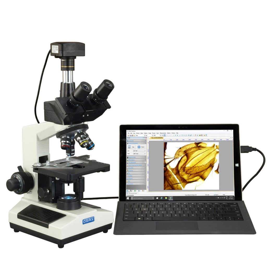 OMAX 40X-2500X 5MP USB3 Compound LED Lab Microscope and Aluminum Carry ...
