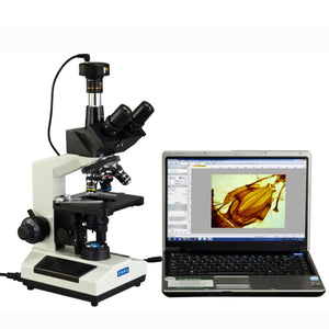 40X-2500X Trinocular Compound LED Microscope with 10MP USB Camera