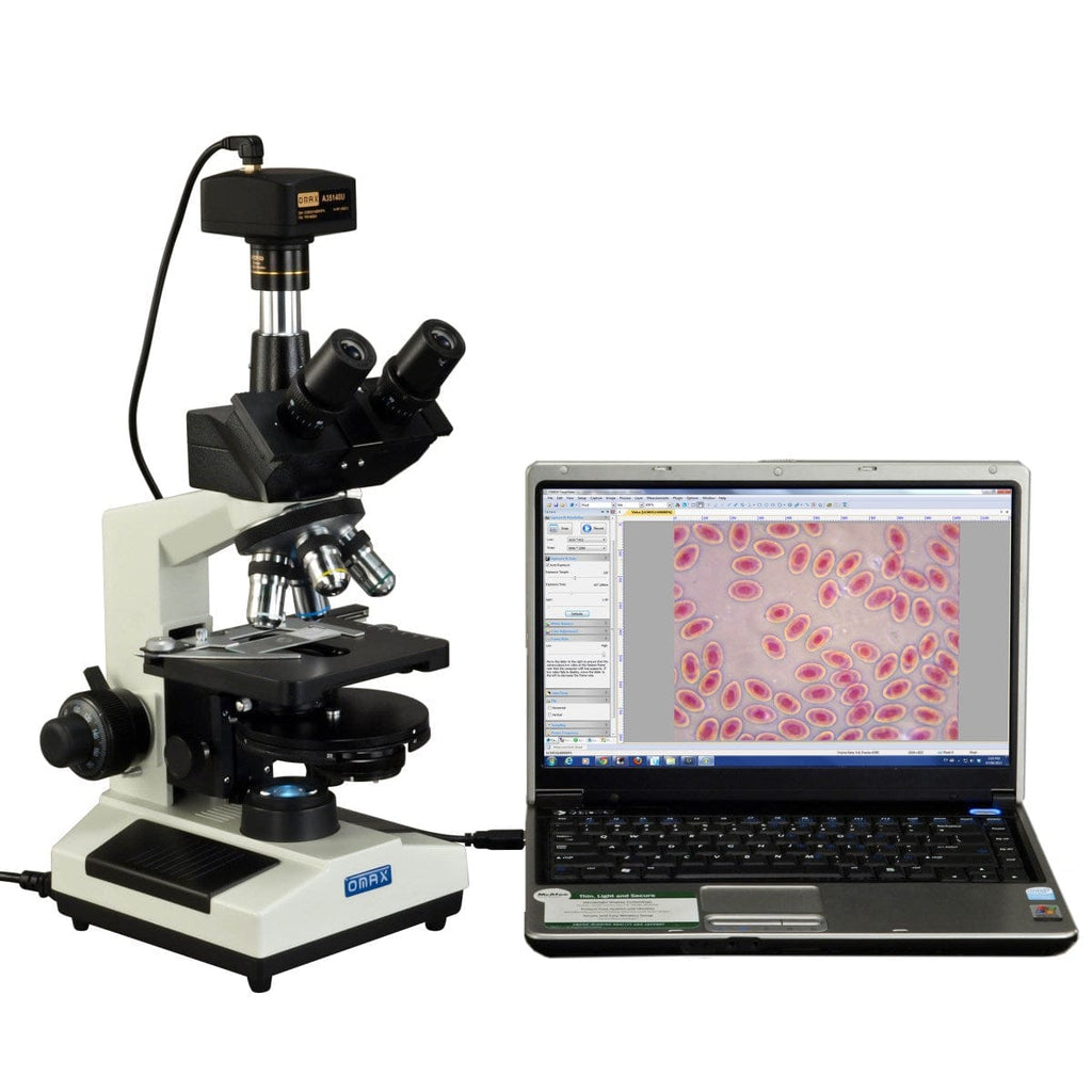 OMAX 40X-2500X Phase Contrast Trinocular LED Compound Microscope+14MP ...
