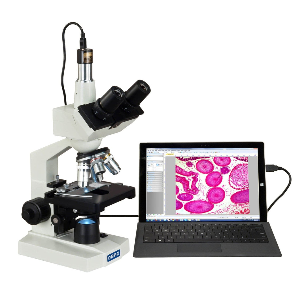 OMAX 40X-2500X LED Trinocular Lab Microscope+5MP Camera+Slides+Book+Le ...