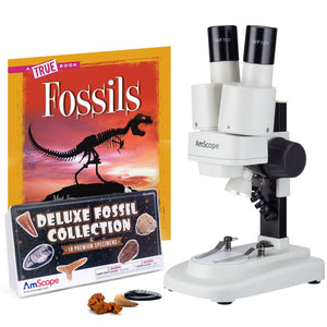 Holiday Savings! IQCrew By AmScope Kid's SE100 Series Portable Battery-Powered Stereo Microscope 20X Magnification with LED Light