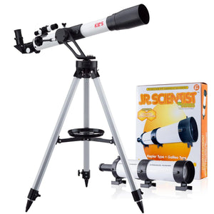 Bundle Savings! AmScope 35X-350X Magnification 700x60mm Focal Length Kid's Refractor Telescope with Tripod and Azimuth Mount + BONUS Telescope Kit and Booklet