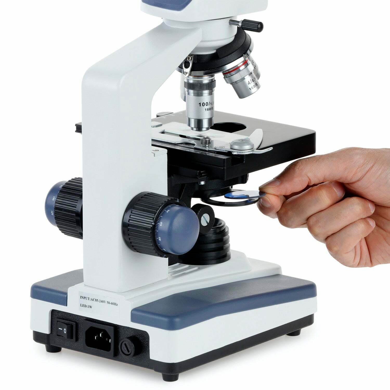 AmScope T120 Series Trinocular Compound Microscope 40X-2500X Magnification with LED, Siedentopf Head and 1MP Digital Eyepiece