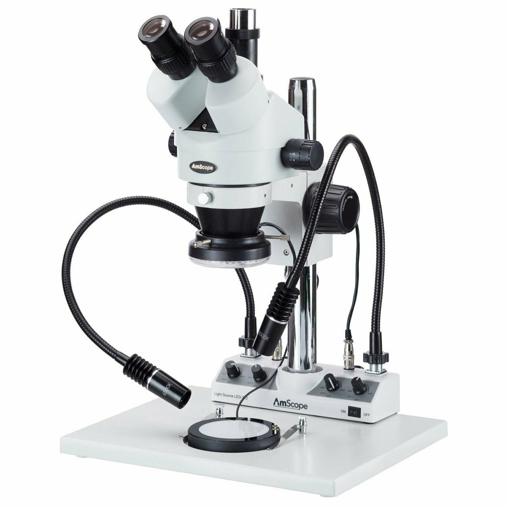 AmScope SM-1 Series Stereo Trinocular Inspection Microscope 7X-45X Mag ...