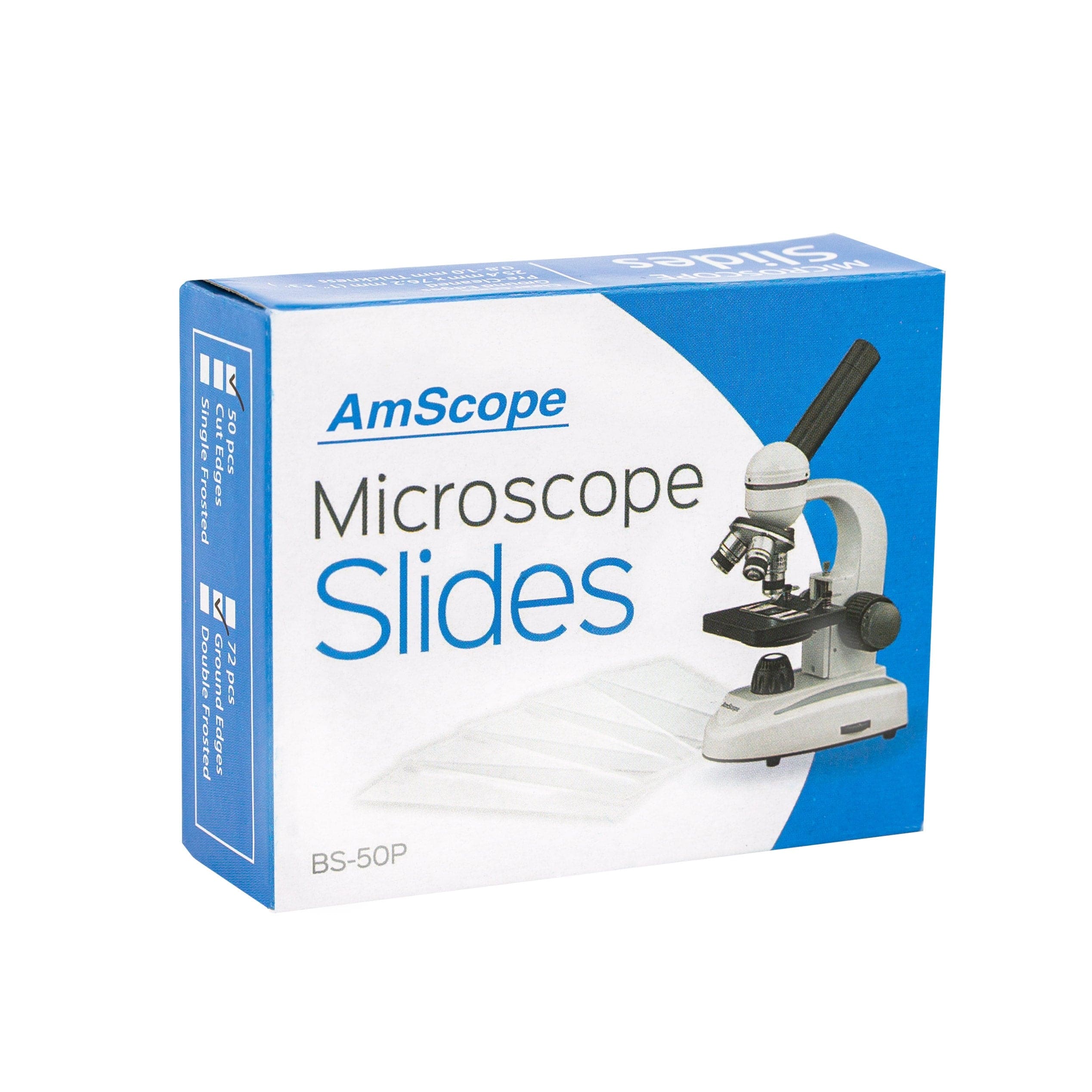 AmScope 4 Pack 50 Pre-Cleaned Blank Microscope Slides and 100 22x22mm Square Cover Glass