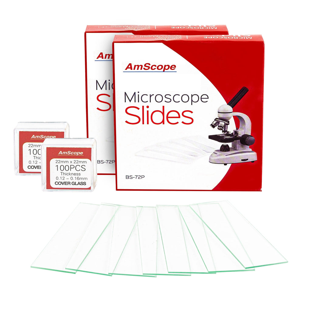 5-Pack of 144 Cleaned Microscope Slides + 5pk 200 Square Coverslips ...