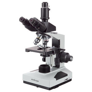 AmScope T490 Series Simul-Focal Biological Trinocular Compound Microscope 40X-2000X Magnification with 1.3MP USB 2.0 C-mount Camera