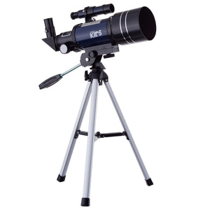 AmScope 15X-150X Magnification 300x70mm Focal Length Kid's Compact Refractor Telescope with Tripod