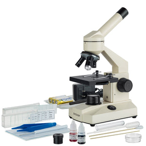 40X-1000X Student Biological Field Microscope with LED Lighting and Slide Preparation Kit