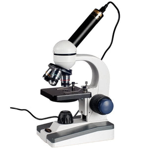 40X-1000X Portable LED Monocular Student Microscope + 1.3MP USB Eyepiece Camera