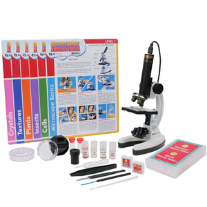 85+ piece Kid's Premium Microscope, Color Camera and Interactive Kid's Software Kit with Educational Experiment Cards
