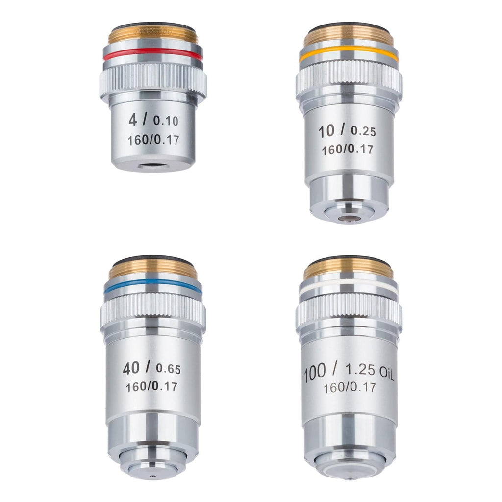 AmScope 4X-100X Four Achromatic Objective Lens Set – AmScope EU