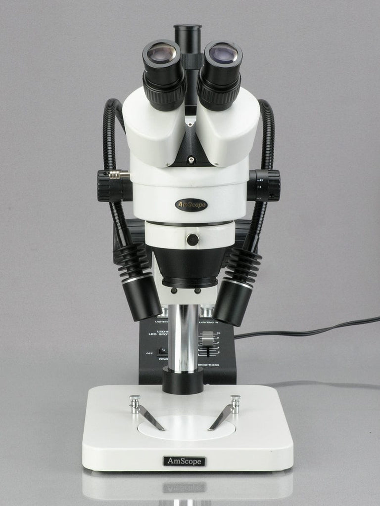 Triocular Microscope AmScope SM-1 Series Zoom Trinocular Stereo Microscope 7X-45X Magnifica ...