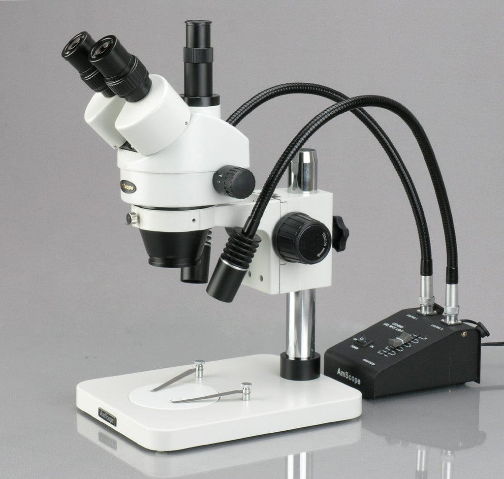 7X-45X LED Two Gooseneck Light Zoom Stereo Microscope + 9MP USB Digita ...