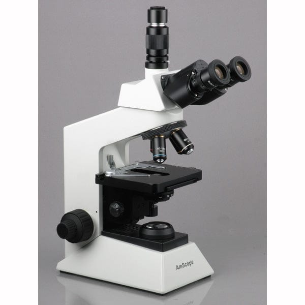 AmScope T580 Series Biological Research Grade Simul-Focal Trinocular Compound Microscope 40X-2000X Magnification with 20W Halogen, 3D Mechanical Stage and 5MP USB 2.0 C-mount Camera