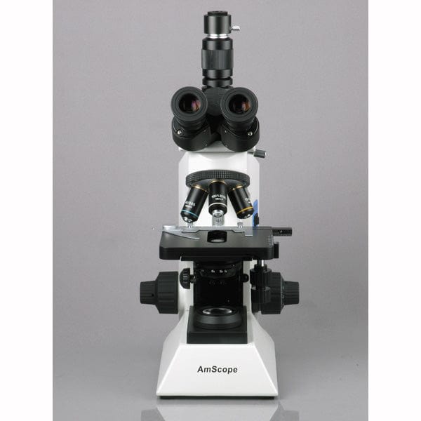 AmScope T580 Series Biological Research Grade Simul-Focal Trinocular Compound Microscope 40X-2000X Magnification with 20W Halogen, 3D Mechanical Stage and 5MP USB 2.0 C-mount Camera